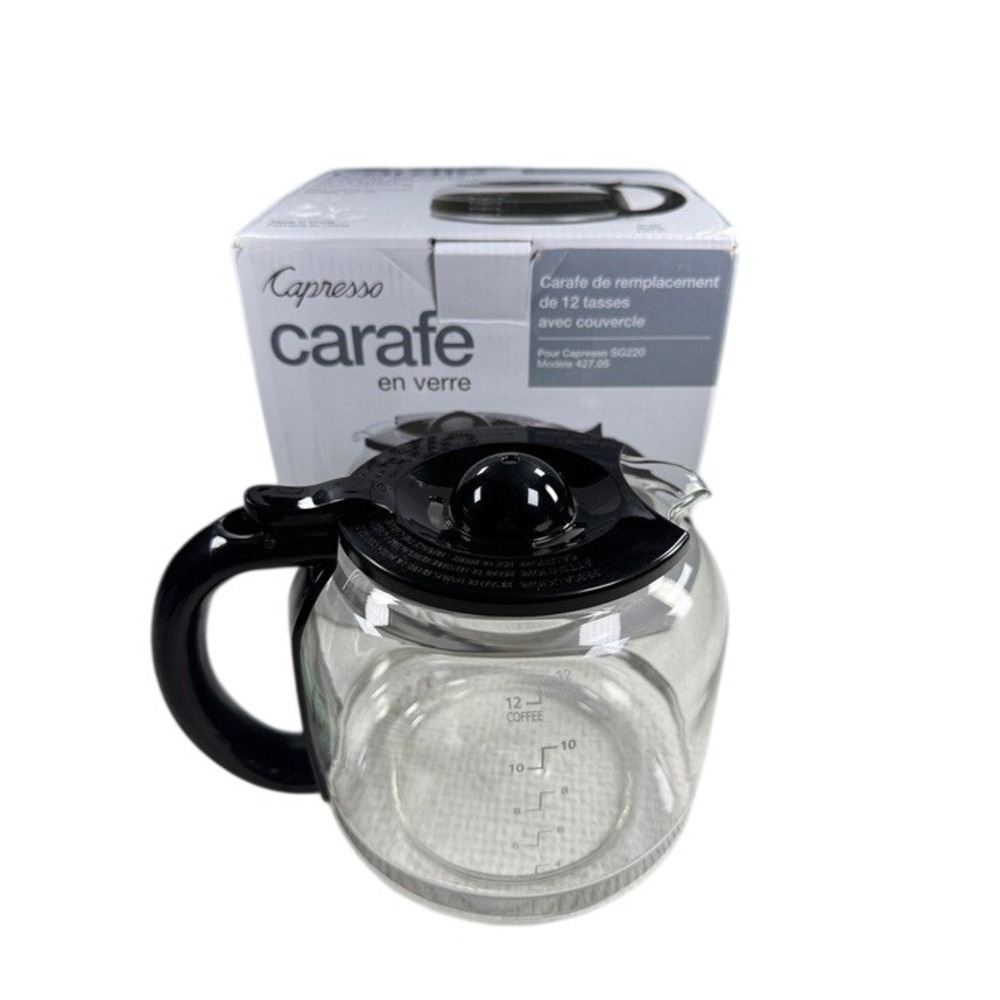 NEW Capresso SG220 Model 427.05 Glass Replacement 12 Cup Black Coffee Pot Carafe
